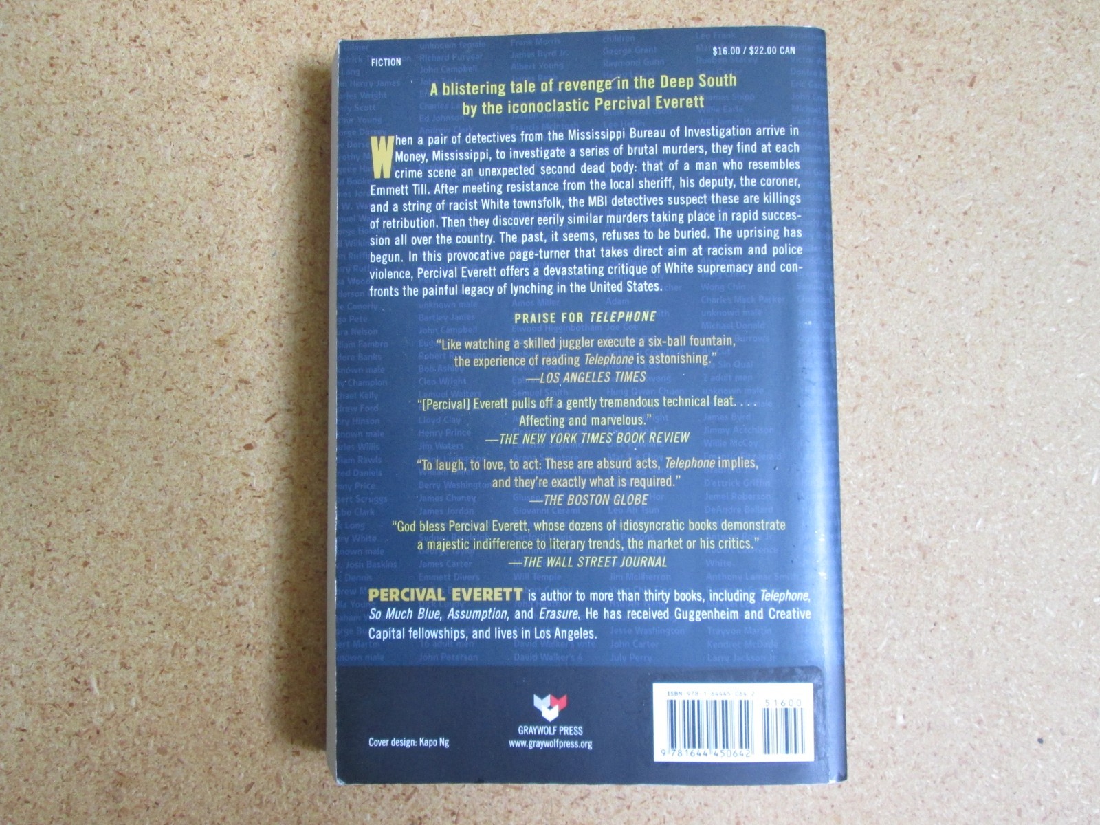 Percival Everett paperback The Trees 1st printing Graywolf Press