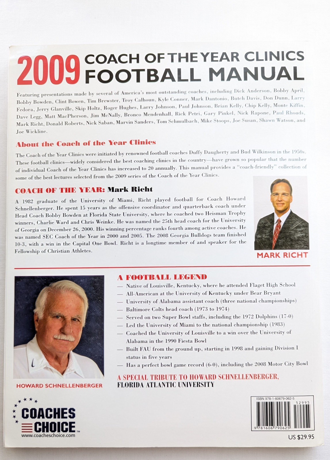 2009 Coach of the Year Clinics Football Manual Coaching Book
