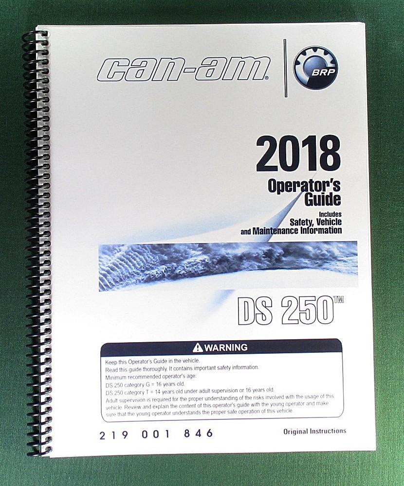2018 Can-Am DS 250 Owner’s Manual: 164 Pages & Protective Covers!