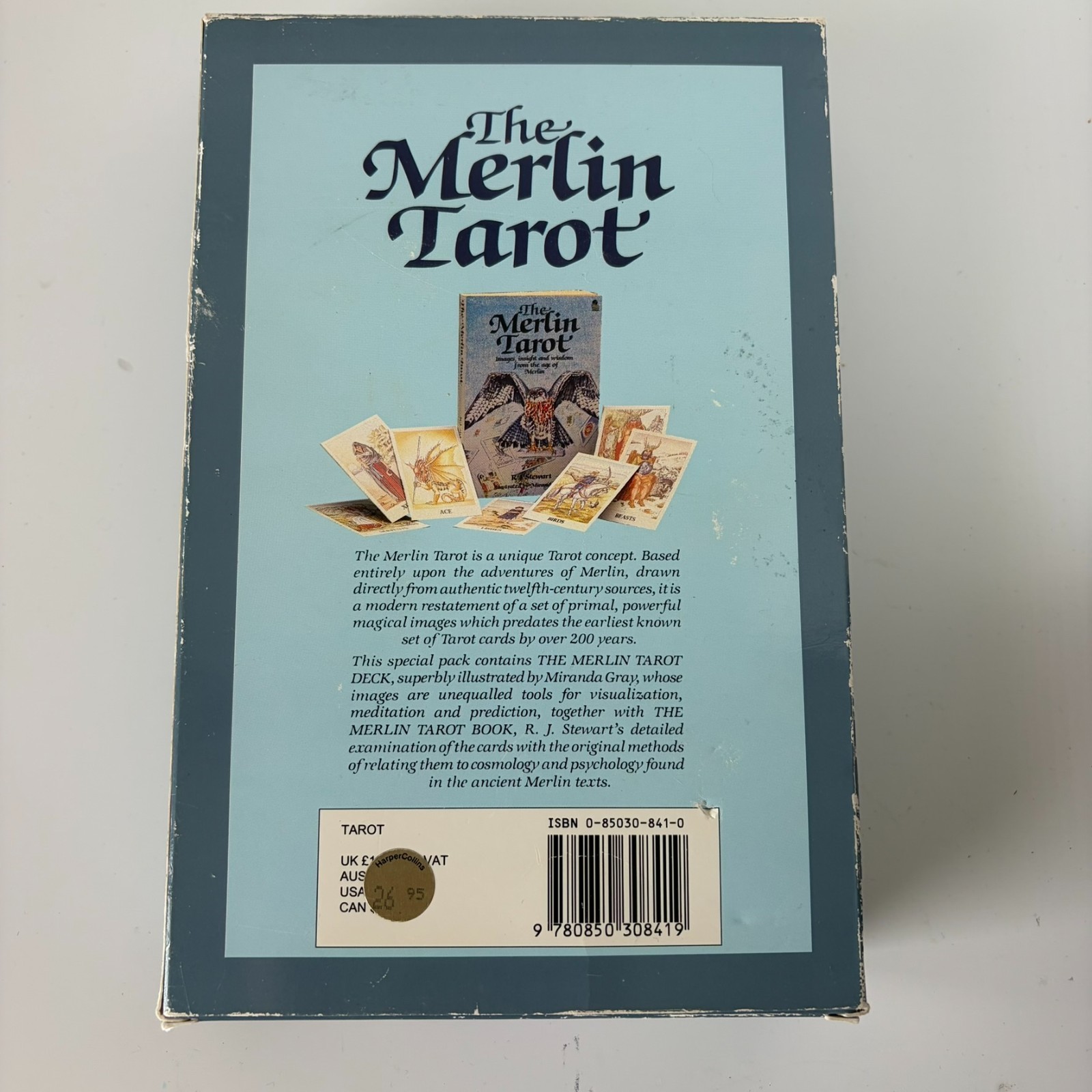 The Merlin Tarot R.J. Stewart Miranda Gray Complete 80 Card Deck Book Vtg 1988