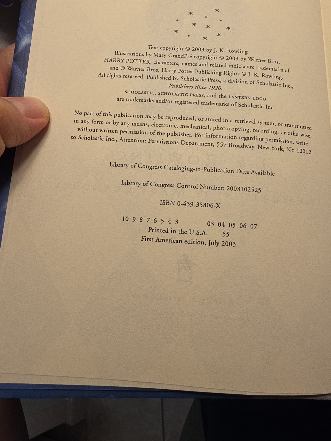 Harry Potter And The Order Of The Phoenix by J. K. Rowling 1st US Printng. NEW