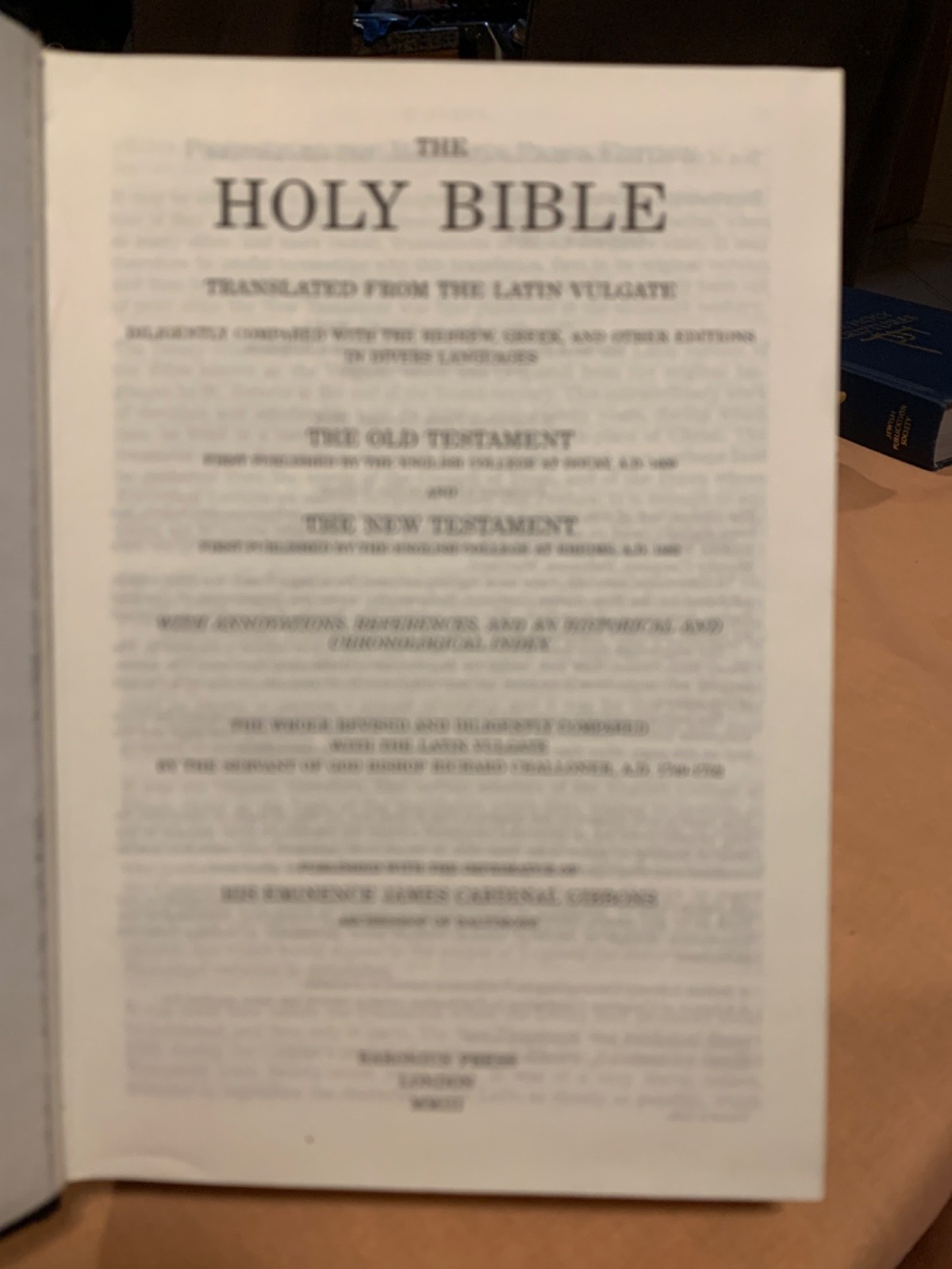 DOUAY RHEIMS BIBLE BORONIUS PRESS STANDARD SIZE BLACK HARDCOVER VERY GOOD