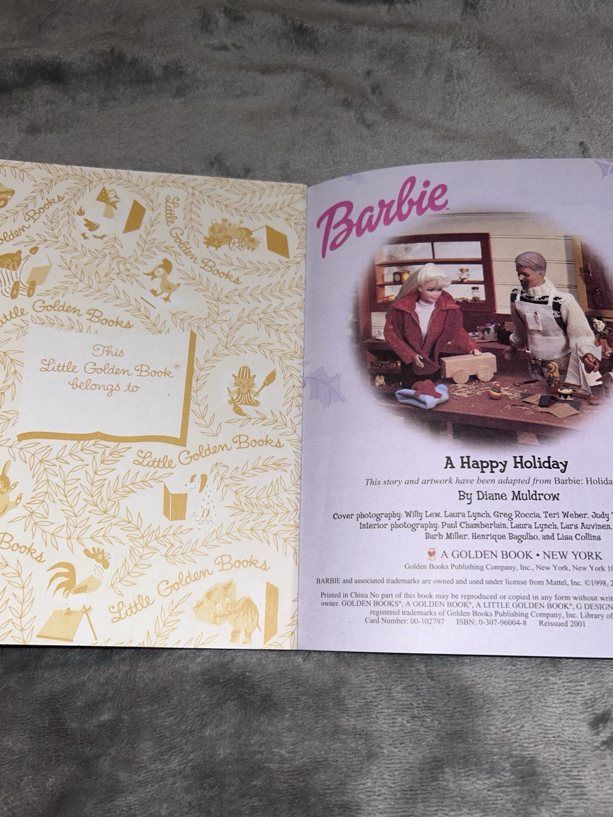 Little Golden Book, Barbie: A Happy Holiday By Diane Muldrow, 2001 Edition