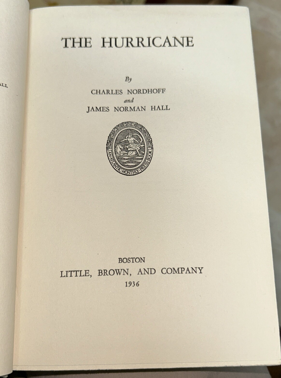 Vintage The Hurricane Charles Nordhoff James Norman Hall 1936 HCDJ Little Brown