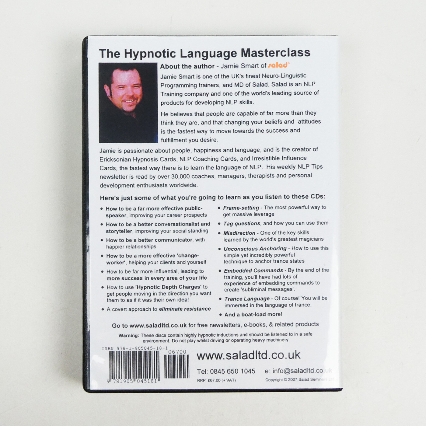 HYPNOTIC LANGUAGE MASTER CLASS 5 CDs Conversational Hypnosis Covert Stealth NLP