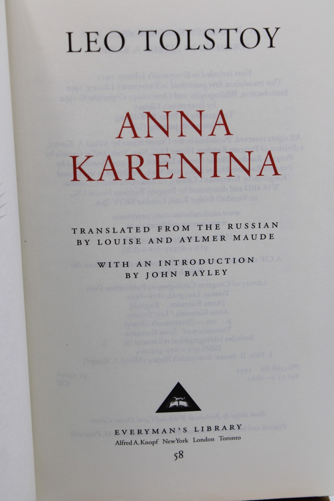 Anna Karenina | Leo Tolstoy | Everyman’s Library | 1992 | Fine Binding