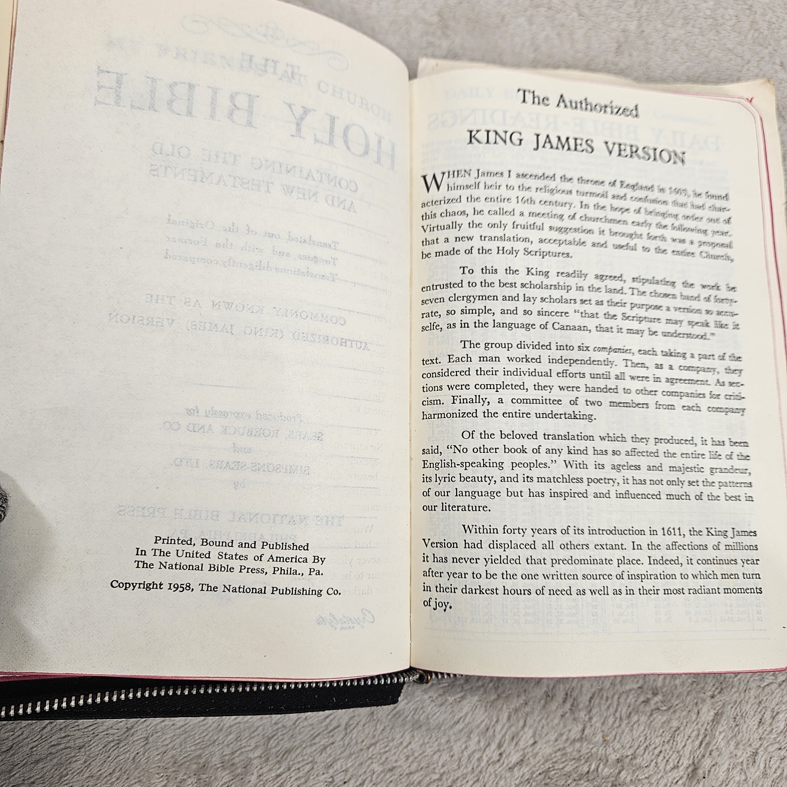 Holy Bible Red Letter KJV 1958 Old & New Testament National Bible Press