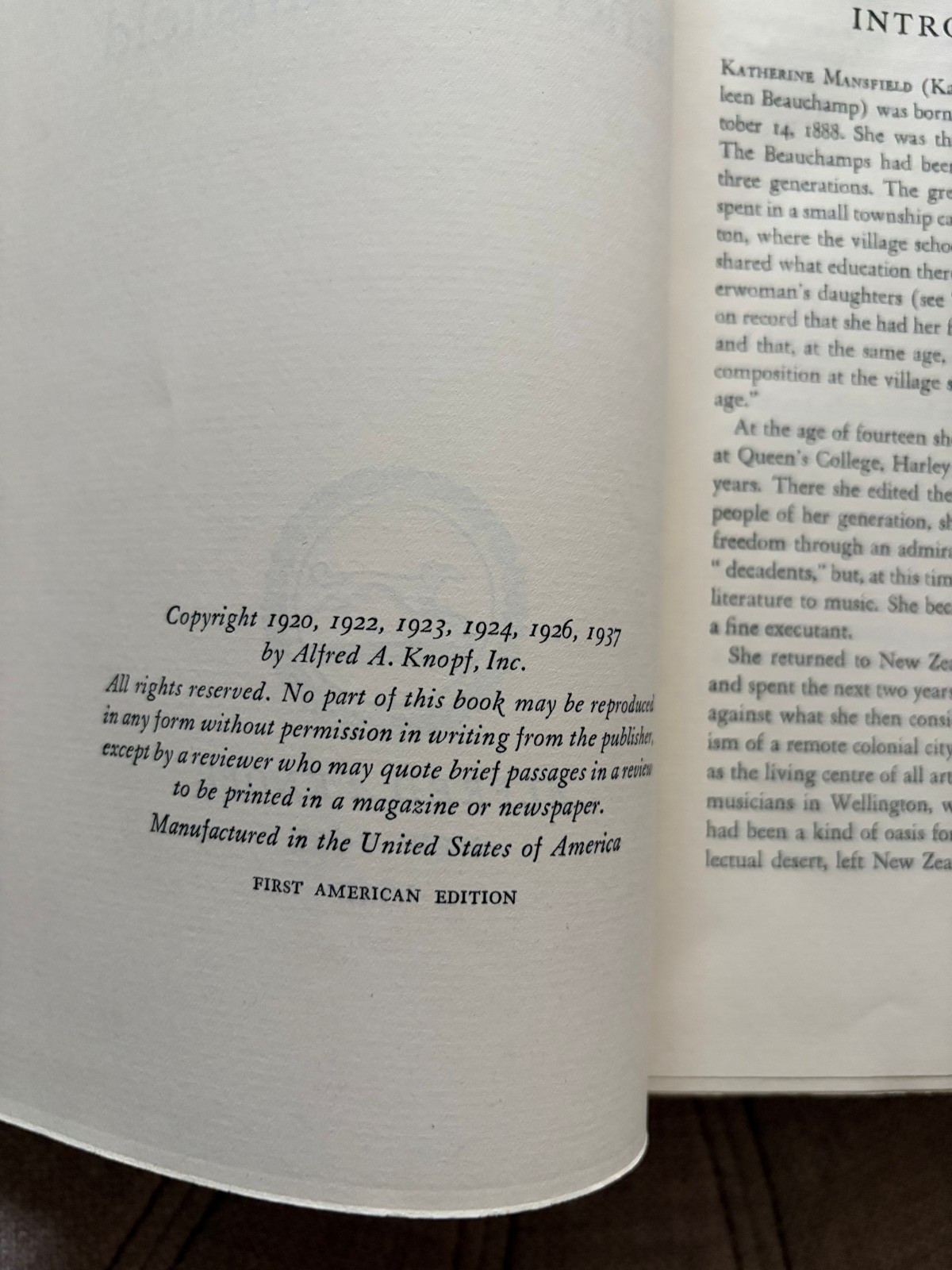 The Short Stories of Katherine Mansfield first American edition VERY RARE