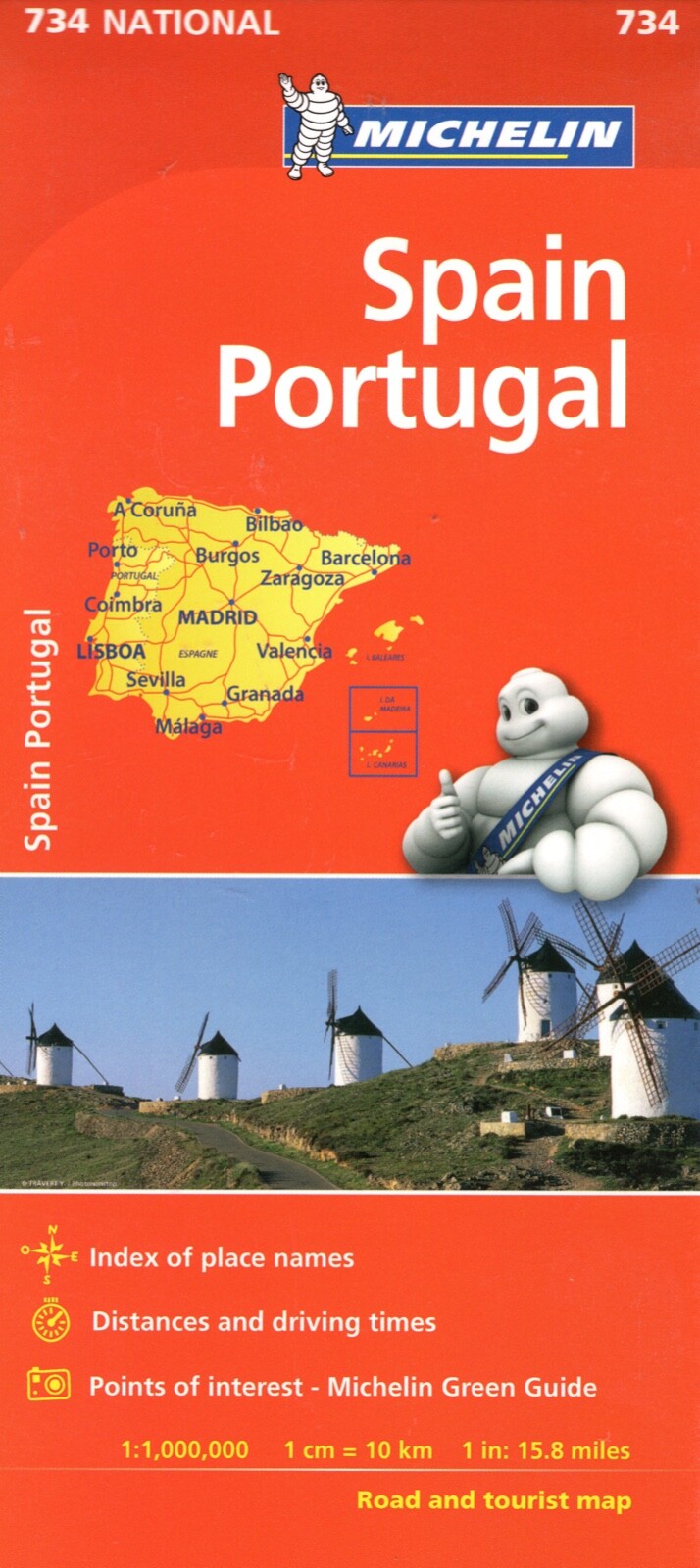 Spain/Portugal Travel Map 734 by Michelin (2018) (BRAND NEW)