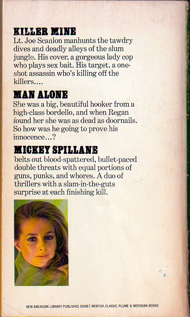 KILLER MINE, Mickey Spillane, two stories: Killer Mine, & Man Alone, 158 pages
