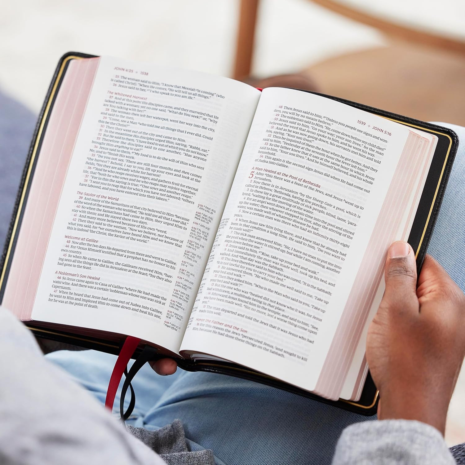 NKJV Bible: Single-Column Verse-By-Verse W/ 72,000 Cross-References, Black Goats