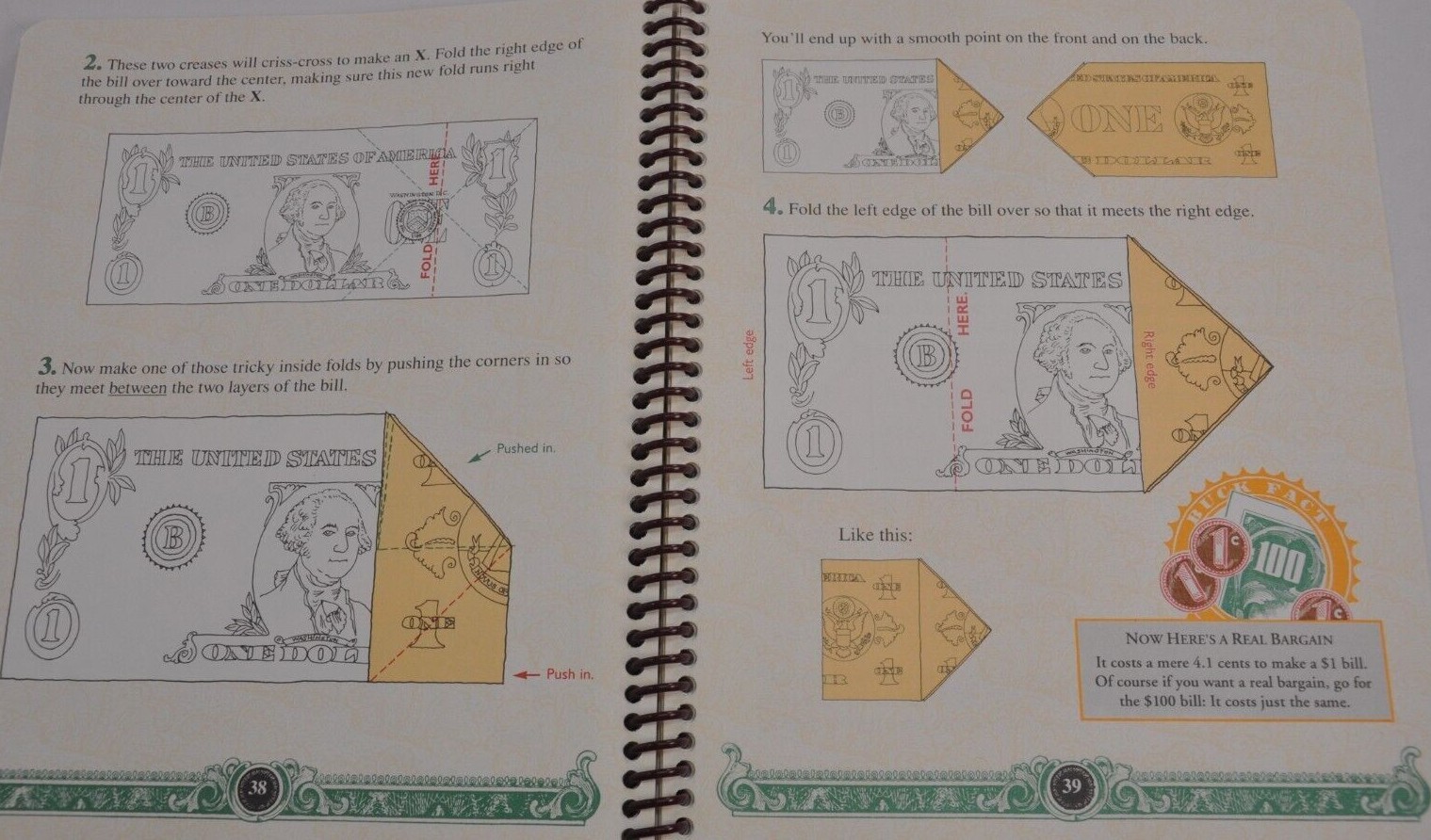 1993 Buch Book Ann Akers Johnson Klutz Press One Dollar Bill Bow Tie Elephant