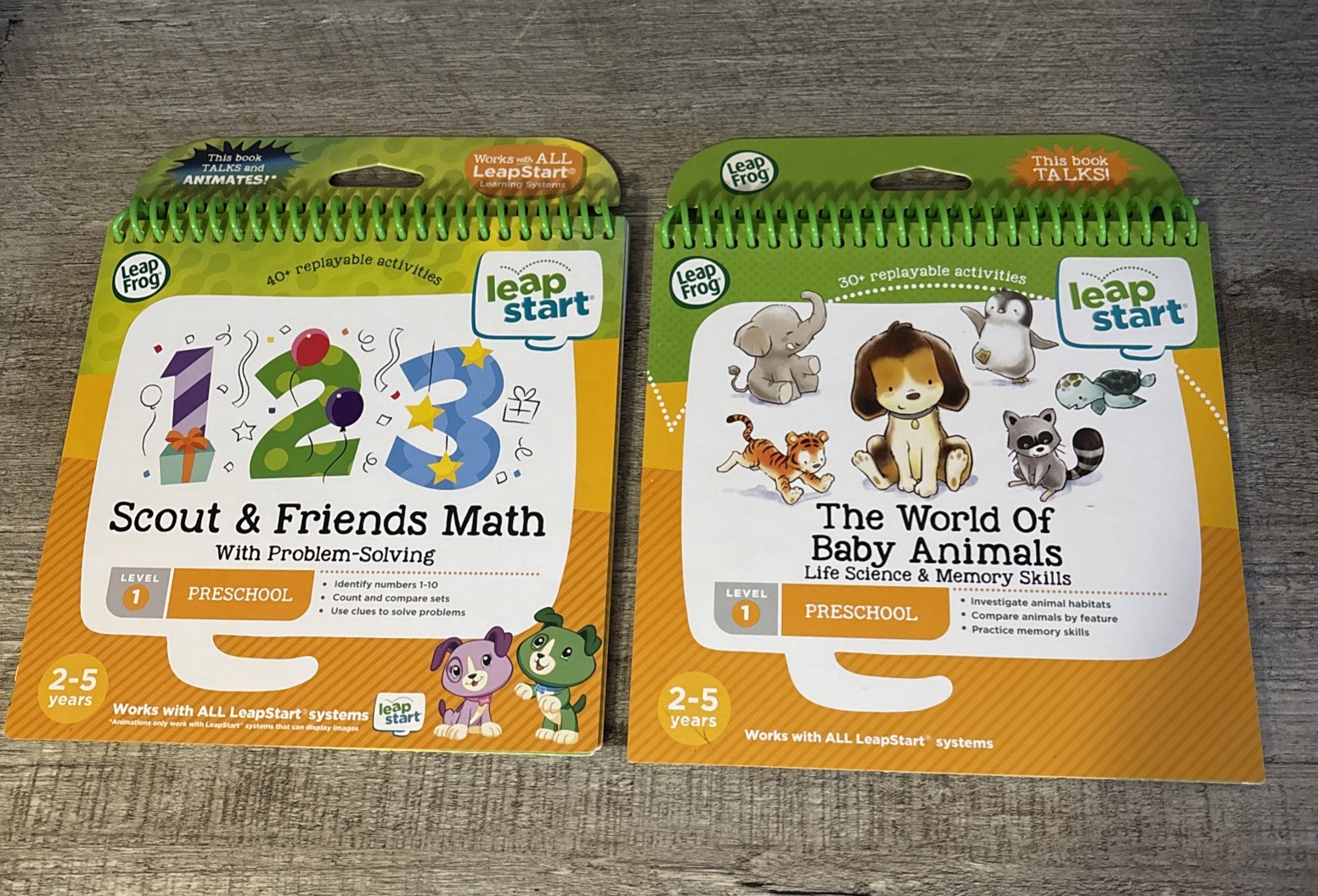 LeapFrog LeapStart Preschool Learning Books Lot of 4 NEW Shapes Math Animals