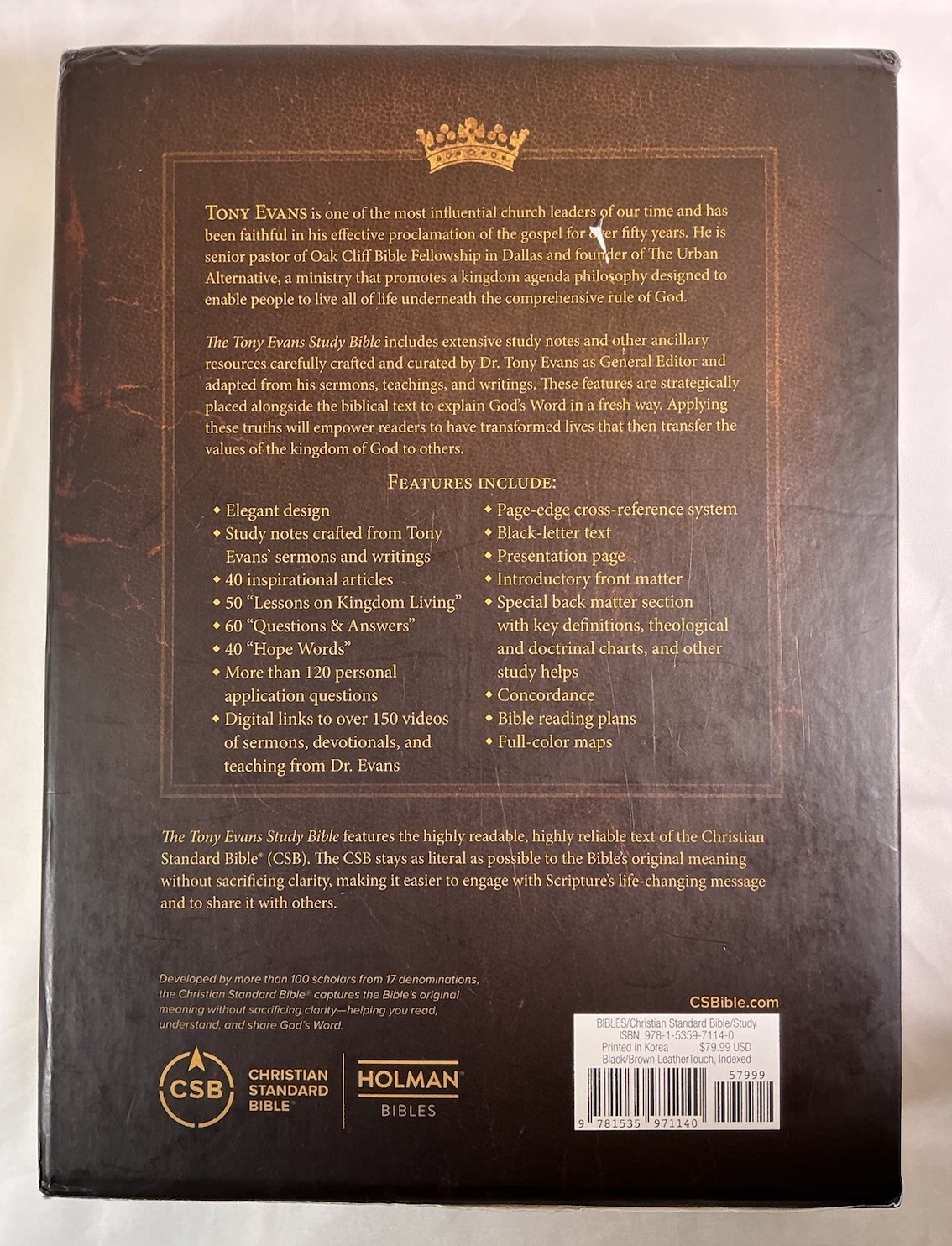 Tony Evans Study Bible (Indexed, CSB Holman) Advancing God’s Agenda, Black/Brown