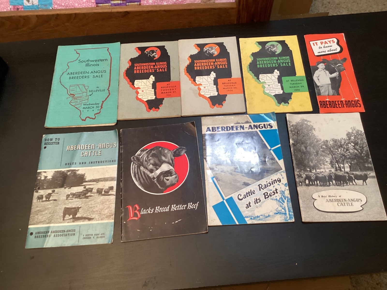 9 Vtg. 1950s Abeerdeen-Angus Books/Booklets History Rules Breeders Sales +