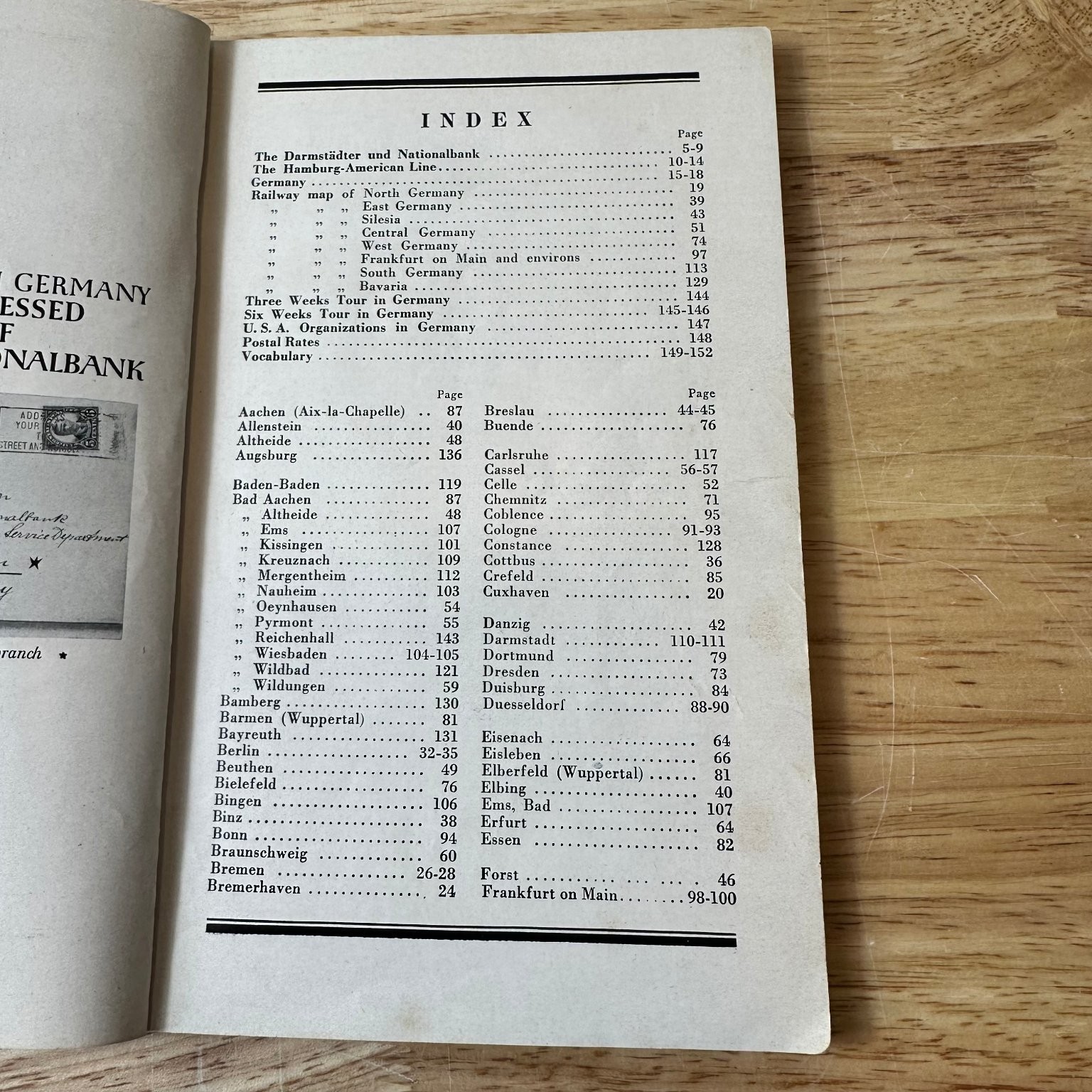 Germany Travellers’ Guide 1930s Vintage Travel Map Darmstädter Bank