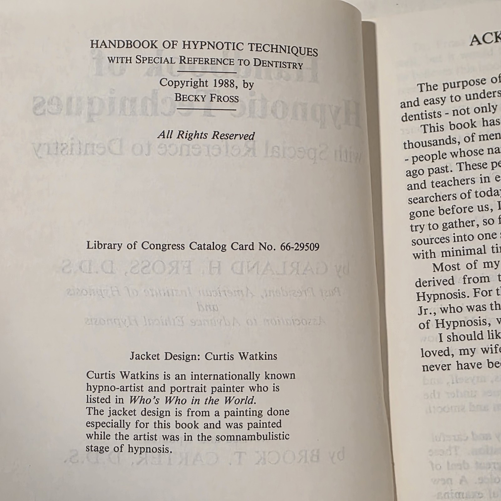 Handbook of Hypnotic Techniques Fross Carter Revised 1988 Book