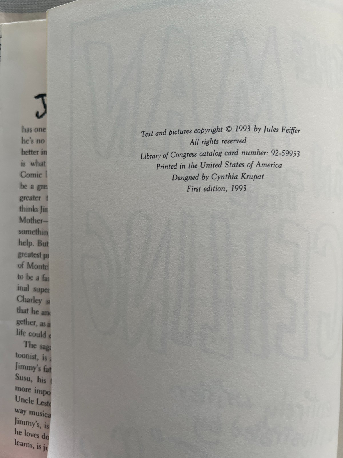 Man in the Ceiling by Jules Feiffer 1st Ed.