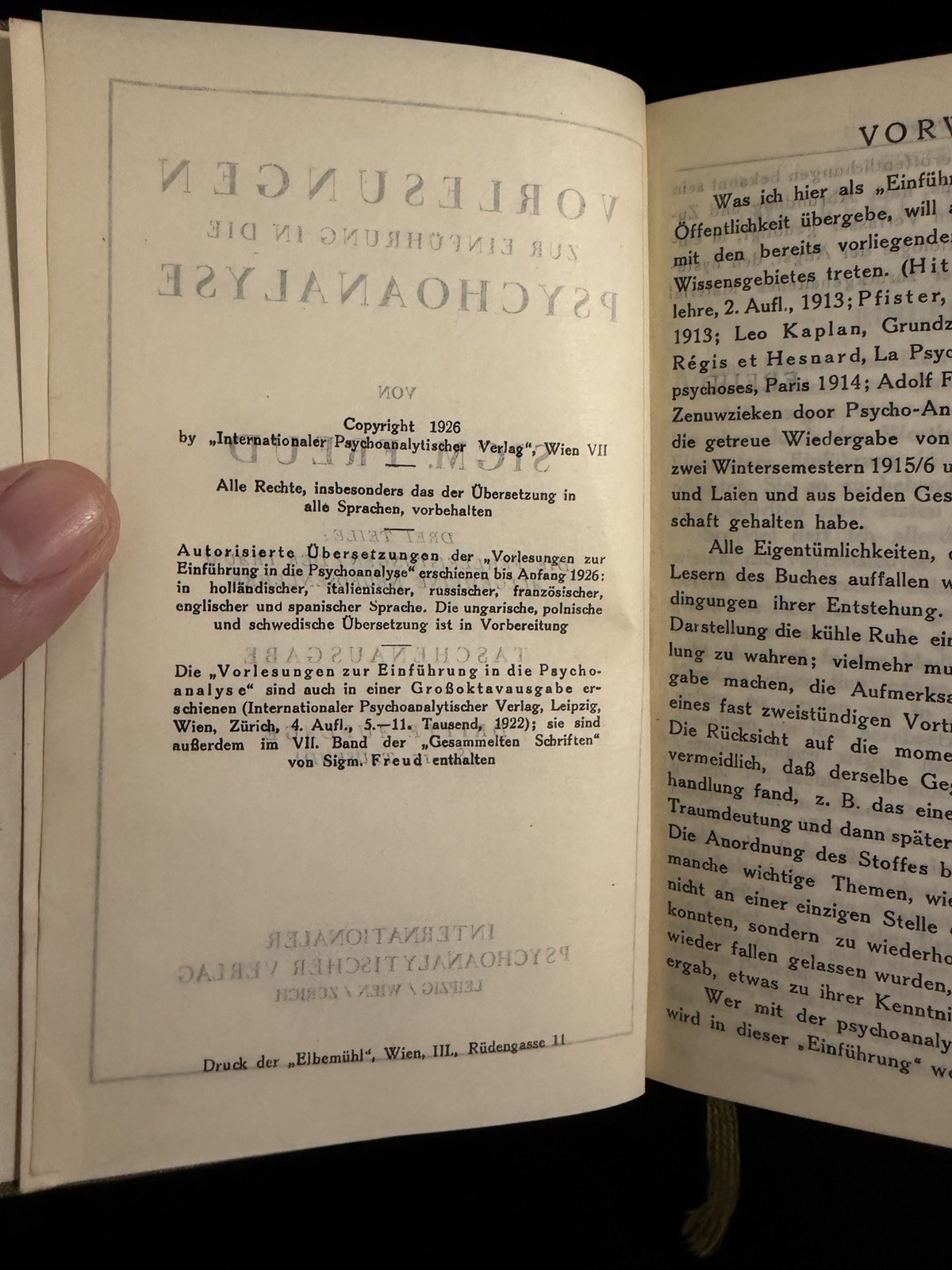 Sigmund Freud Vorlesungen Zur Einführung In Die Psychoanalyse 1926 German HC