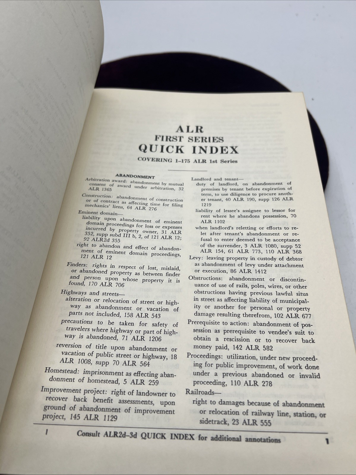 ALR Quick Index 1st Series Ca. 1967 1-175