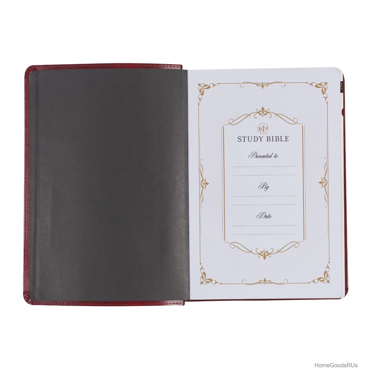 KJV Study Bible Faux Leather Thumb Tabs Ribbons Saddle Tan Diamond King James
