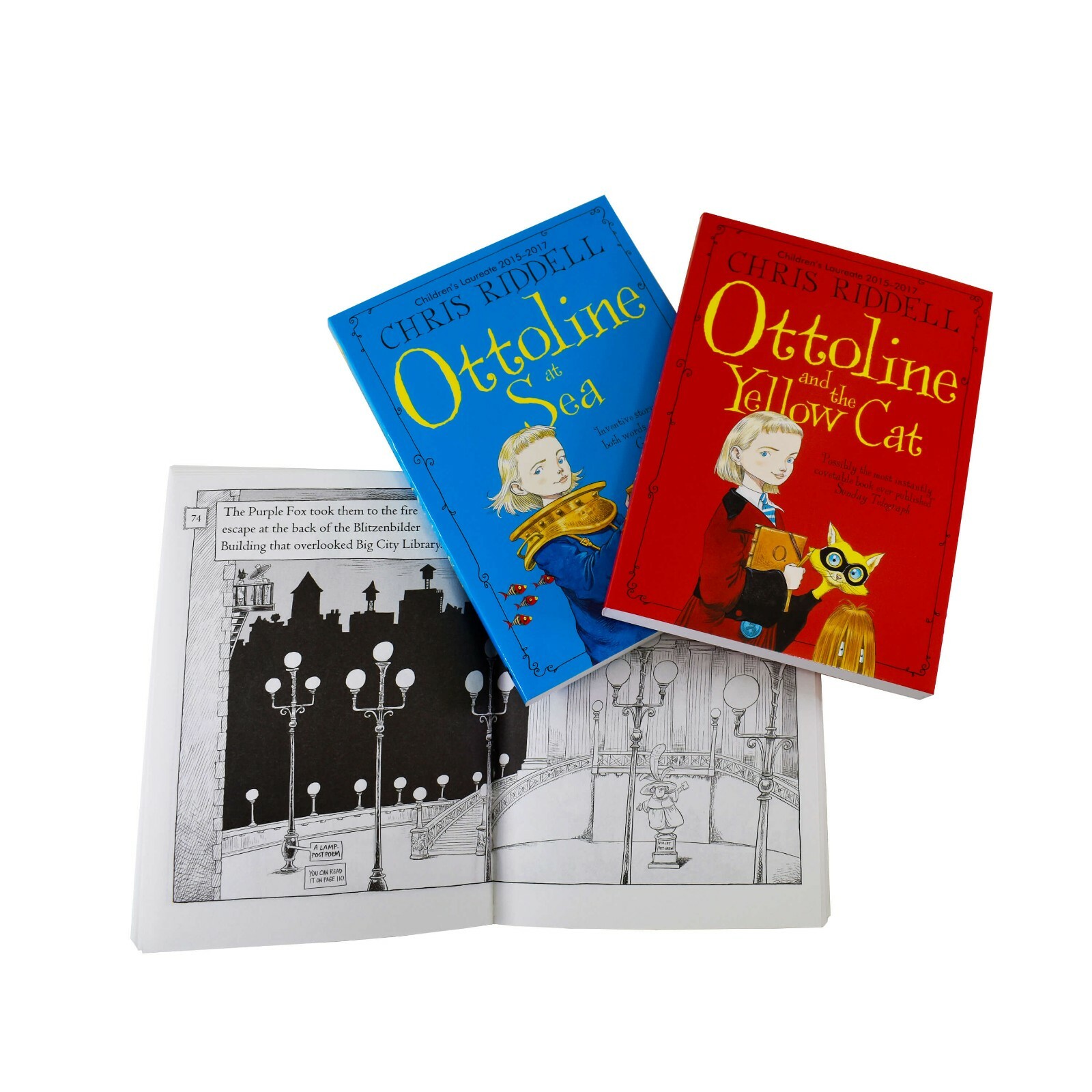 Ottoline Series 3 Books Children Collection Paperback Set By Chris Riddell