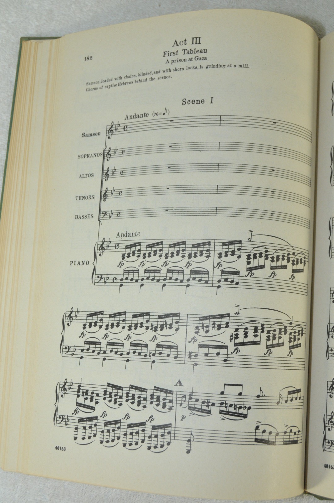 SAMSON AND DELILAH AN OPERA IN THREE ACTS VOCAL SCORE By Saint-Saens HC c1892