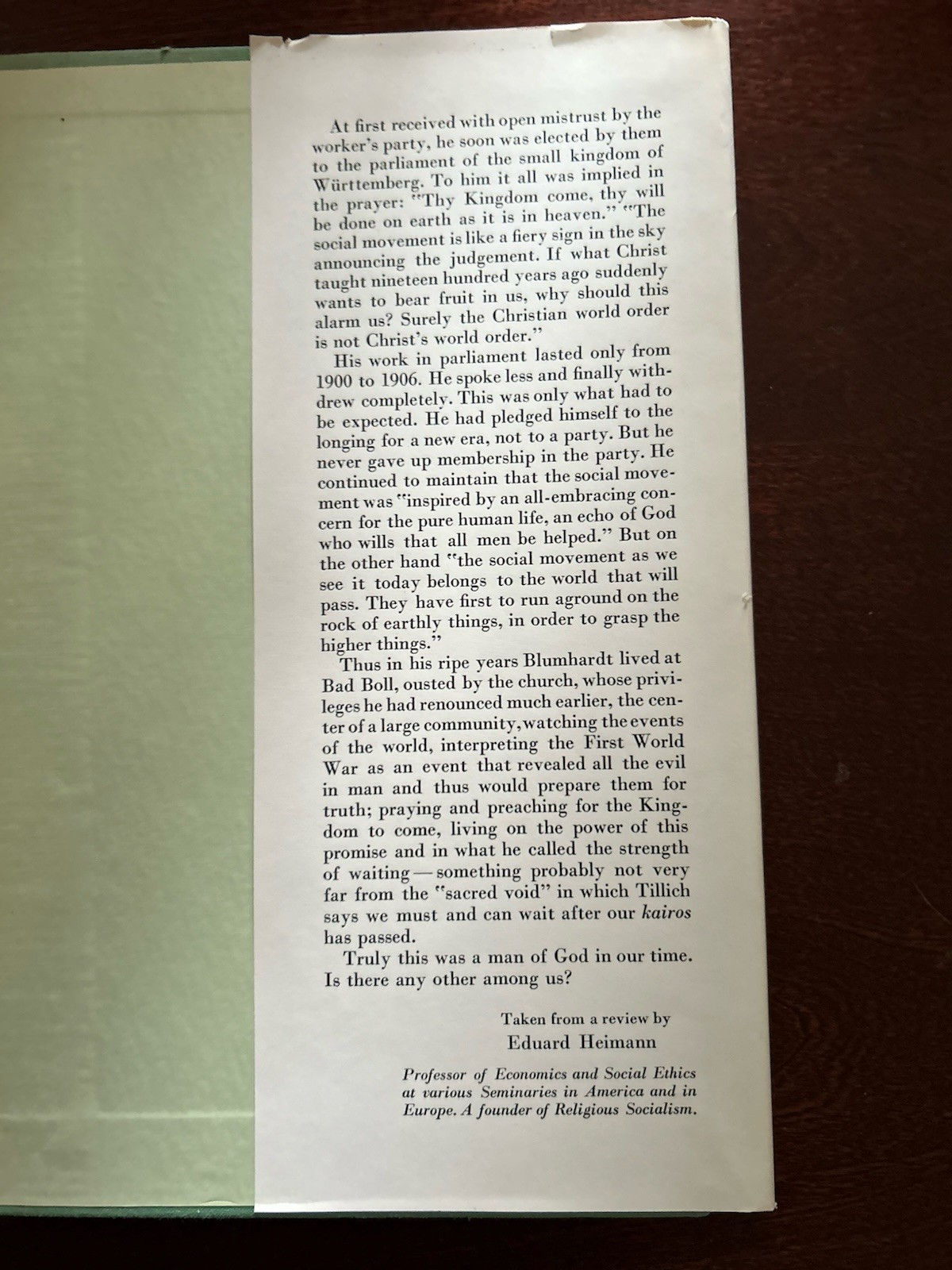 Christoph Blumhardt and His Message (1963 Vintage Hardcover) by Robert Lejeune
