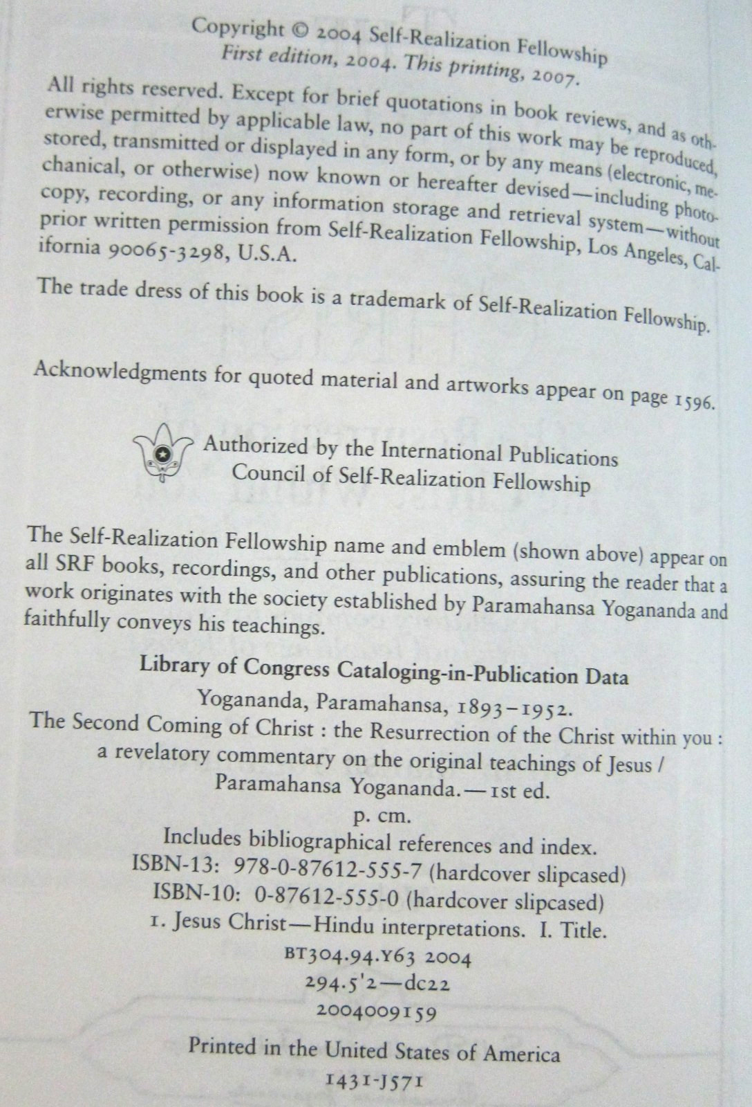 The Second Coming of Christ by Paramahansa Yogananda- 2-Volume set w/slipcase !
