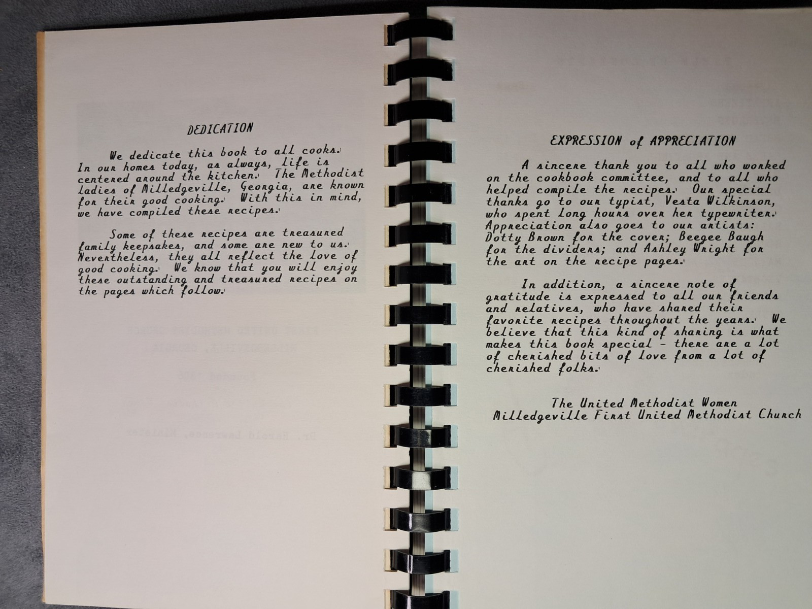 Cherished Recipes Cookbook First United Methodist Milledgeville Georgia GA