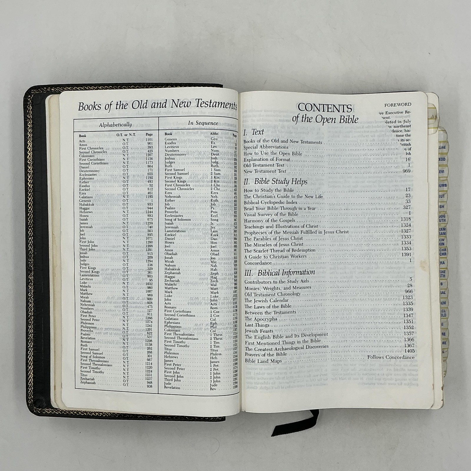 Vintage Holy Bible The Open Bible NKJV Expanded Edition Thomas Nelson Leather