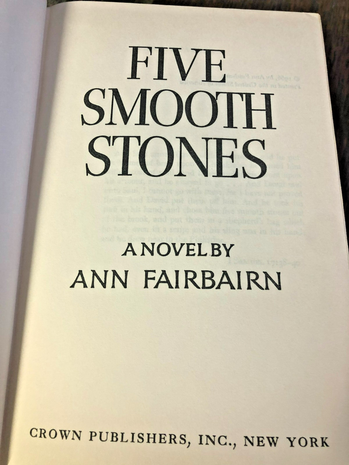 RARE 1966! Five Smooth Stones by Ann Fairbairn Hardcover w/DJ BCE
