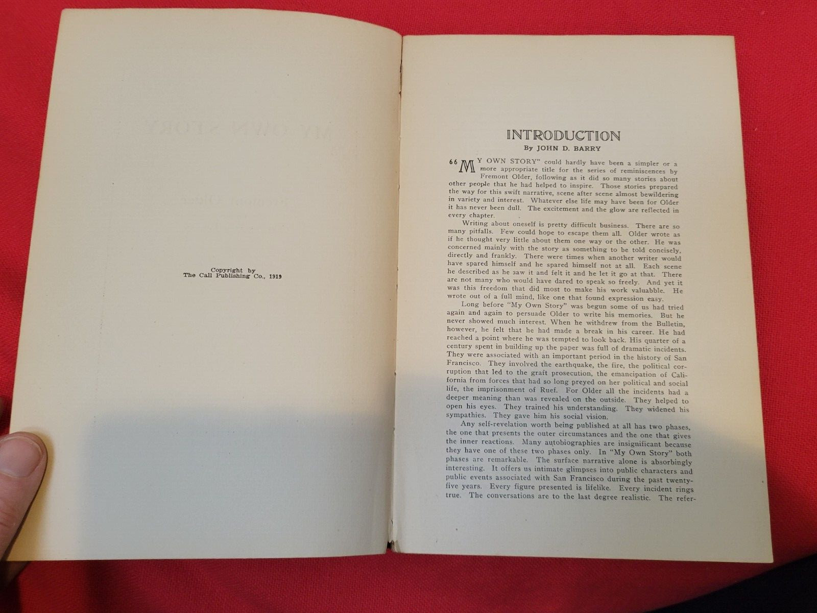 My Own Story by Fremont Older 1919 *SIGNED* Rare with inscription