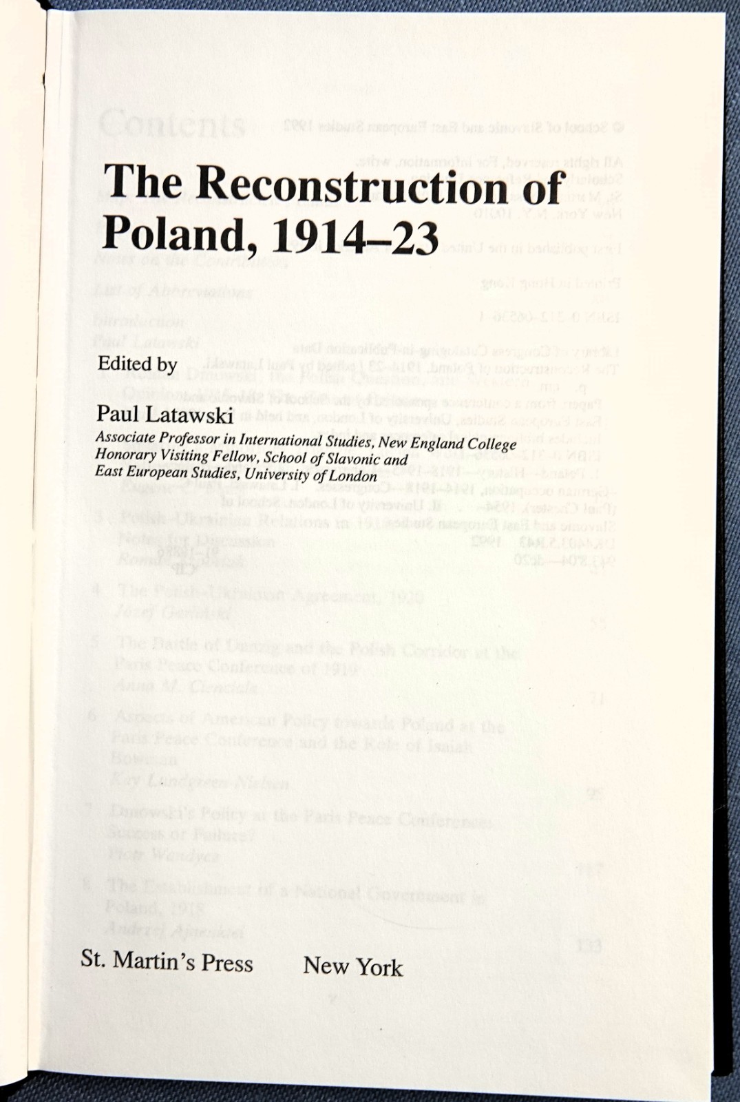 Reconstruction of Poland, 1914-23 by Paul Latawski (1992, Hardcover) 1ST. amer e