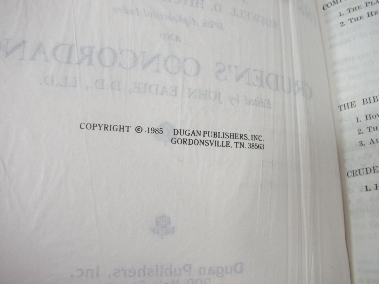 1985 Dugan Topical Reference Holy Bible Analytical Study Cruden’s Concordance