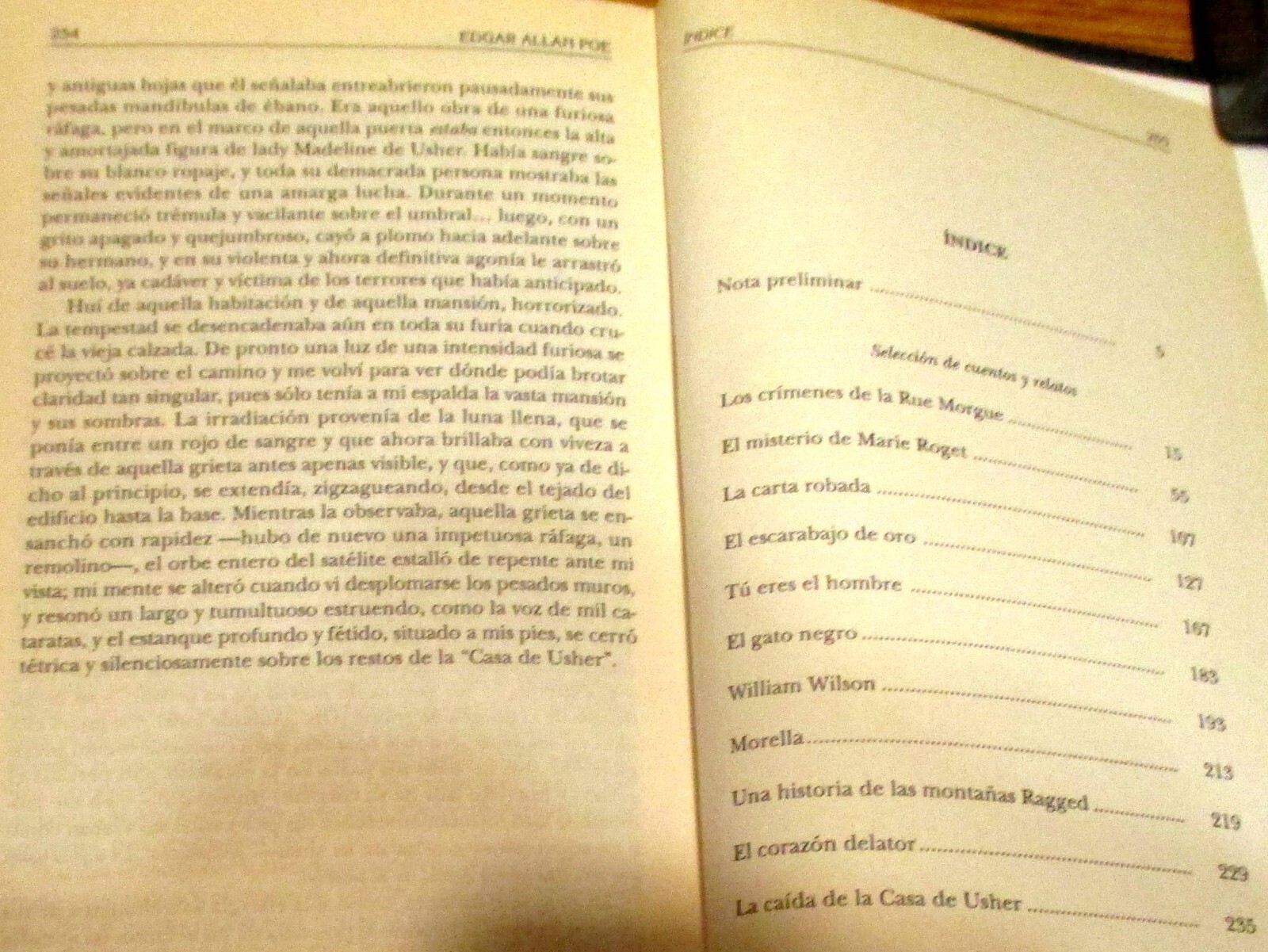 1999 E. Allen Poe Collection of Stories and Stories Spanish Text H/C 255 Pages