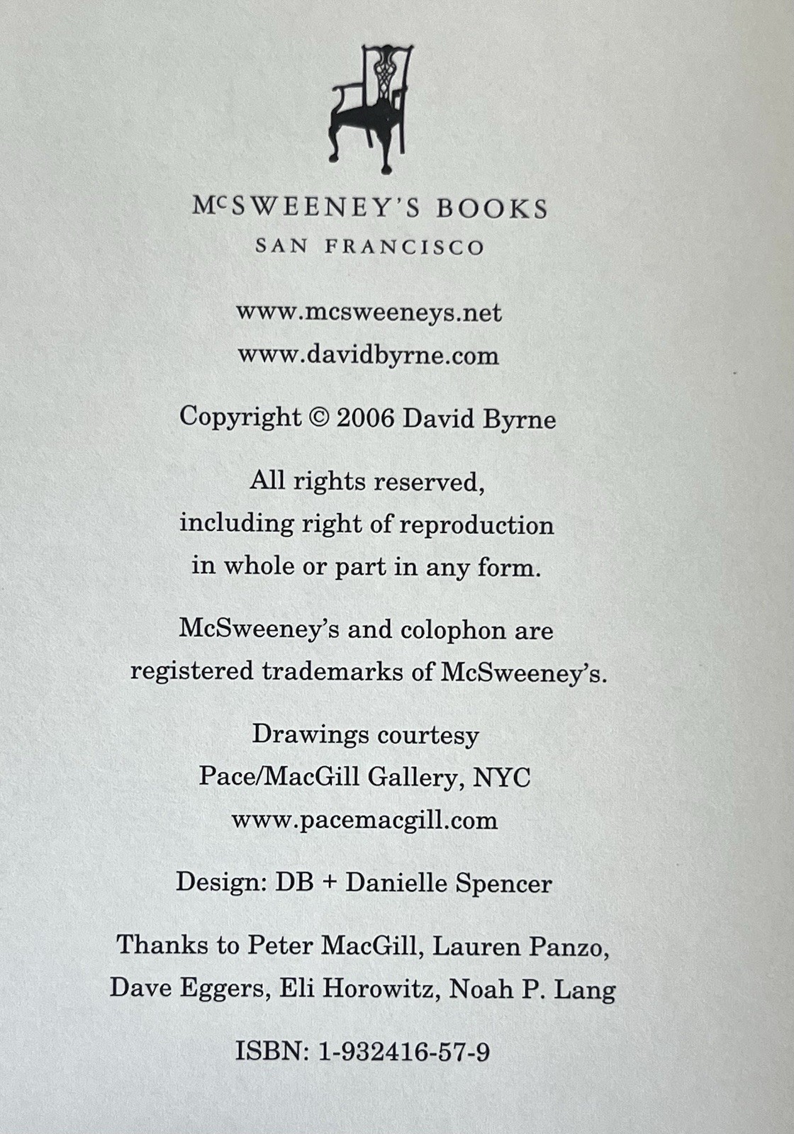 David Byrne Arboretum McSweeney’s 2006 Conceptual Art Book Illustrated