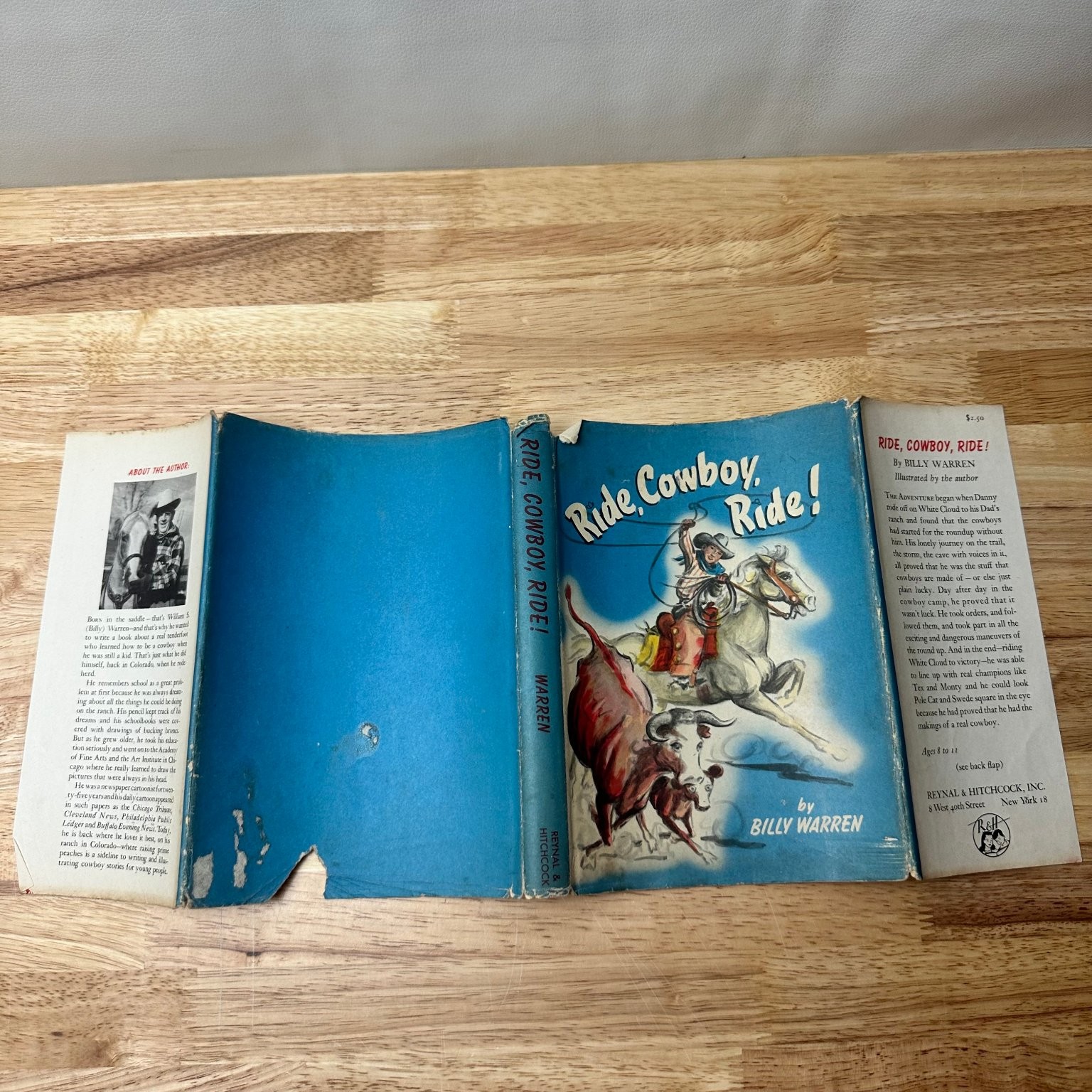 Ride, Cowboy, Ride! Billy Warren 1946 Signed Illustrated Children’s Book Reynal