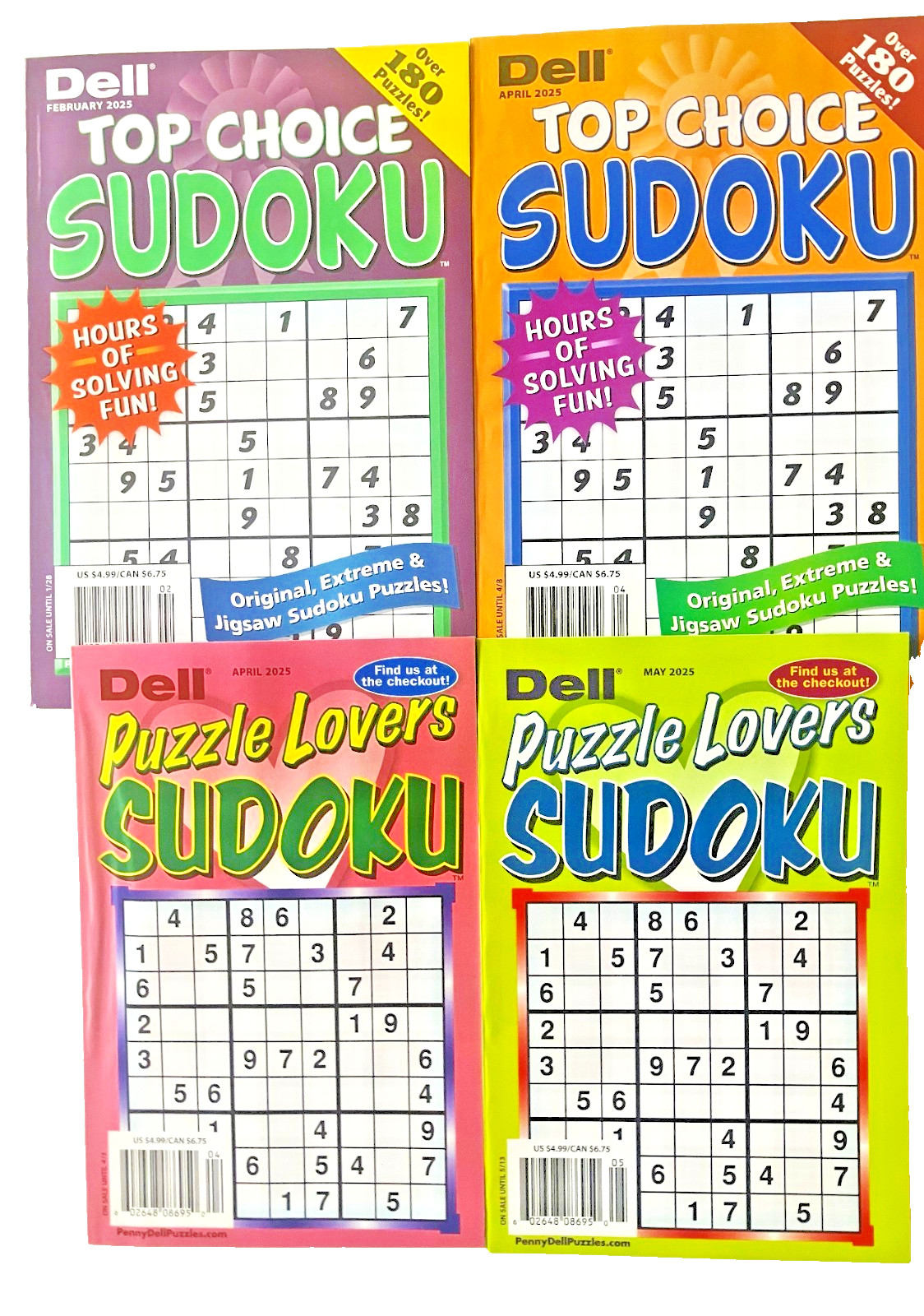 Lot 12 SUDOKU Fun Easy, Crazy For, Good Time, Totally, Top Choice Puzzle Books