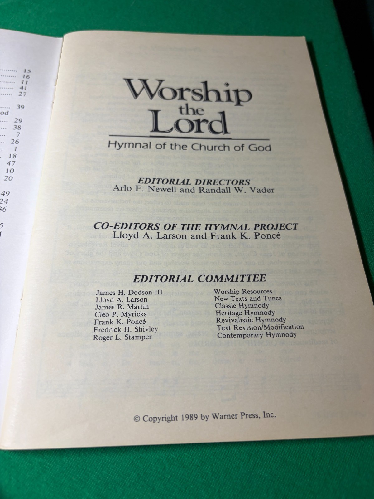 Worship the Lord: Hymnal of the Church of God (1989, Warner Press)