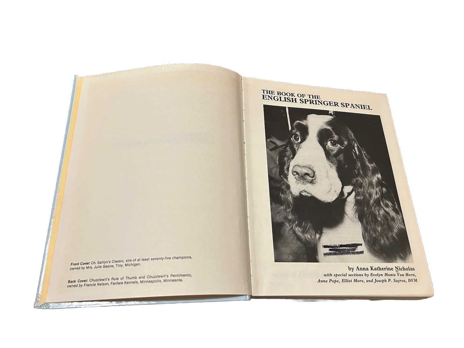 The Book of the English Springer Spaniel by Anna K. Nicholas 1983, Hardcover