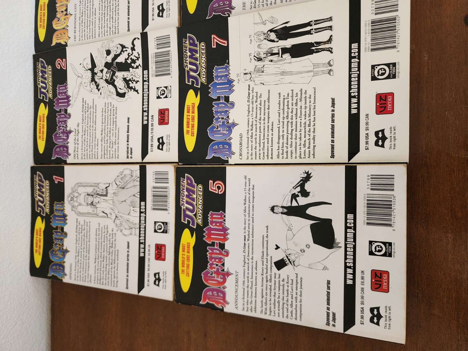 D.Gray man Volumes 1,2,3,4,5,7,20,21 Manga Lot of 8, English Shonen Jump Anime