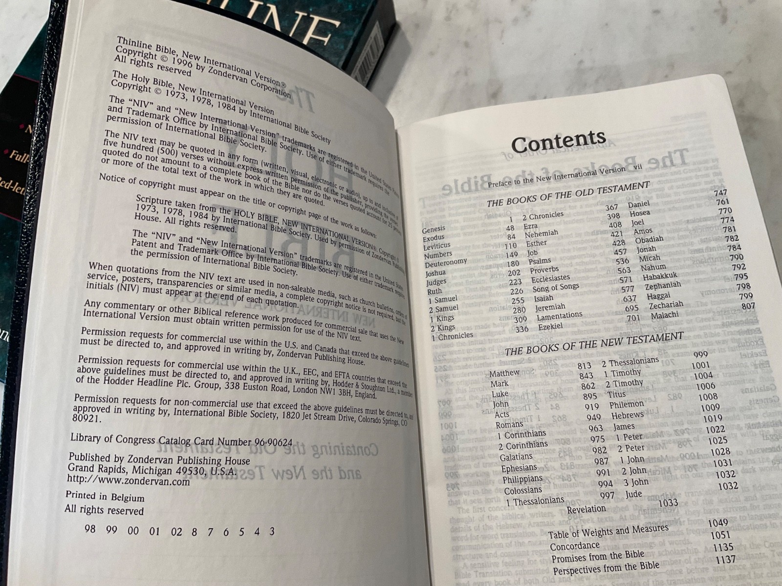 NIV Thinline Bible 1996 Navy Bonded Leather 1984 Text Original Box
