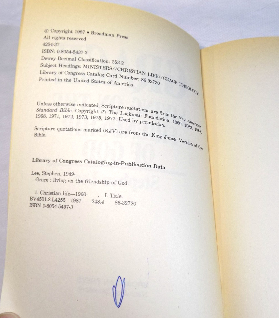 Grace: Living on the Friendship of God Stephen Lee 1987 Broadman Press Religion
