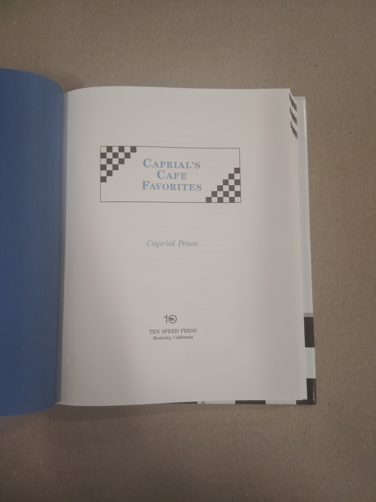 Caprial’s Café Favorites 1994 First Printing Ten Speed Press HC/DJ Clean (FD25)