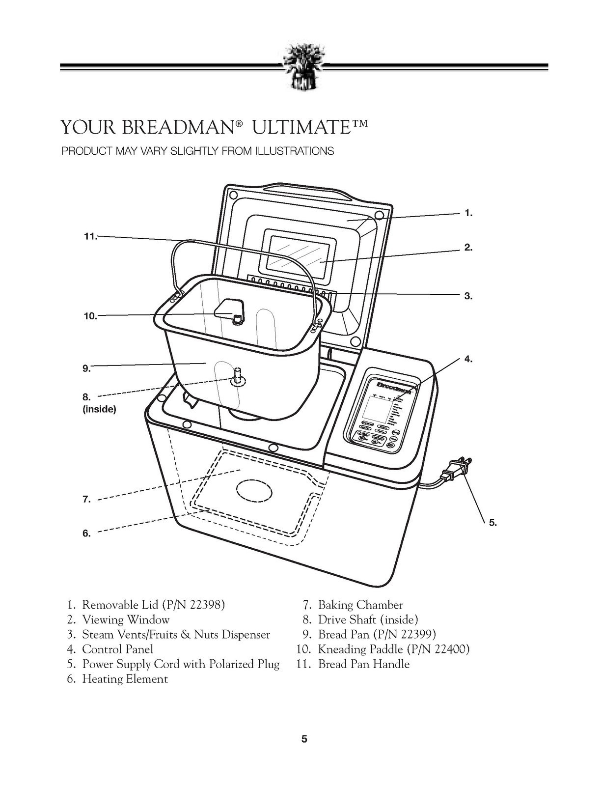 BREADMAN TR2200C Instruction Manual and Recipe Guide, BINDER – TOUGH COVERED