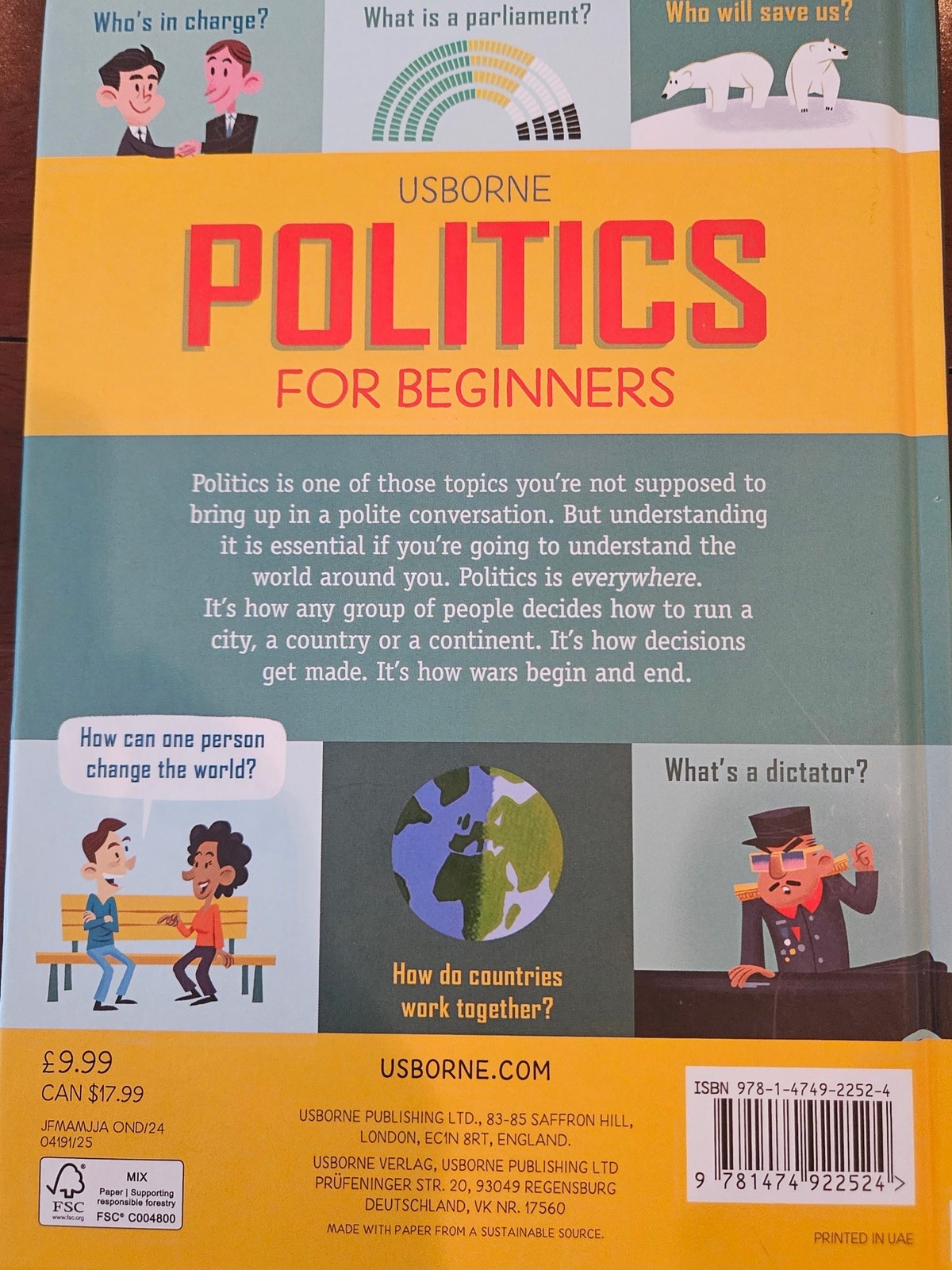 Usborne Politics for Beginners, Hardcover by Frith, Alex; Hore, Rosie; Stowel…