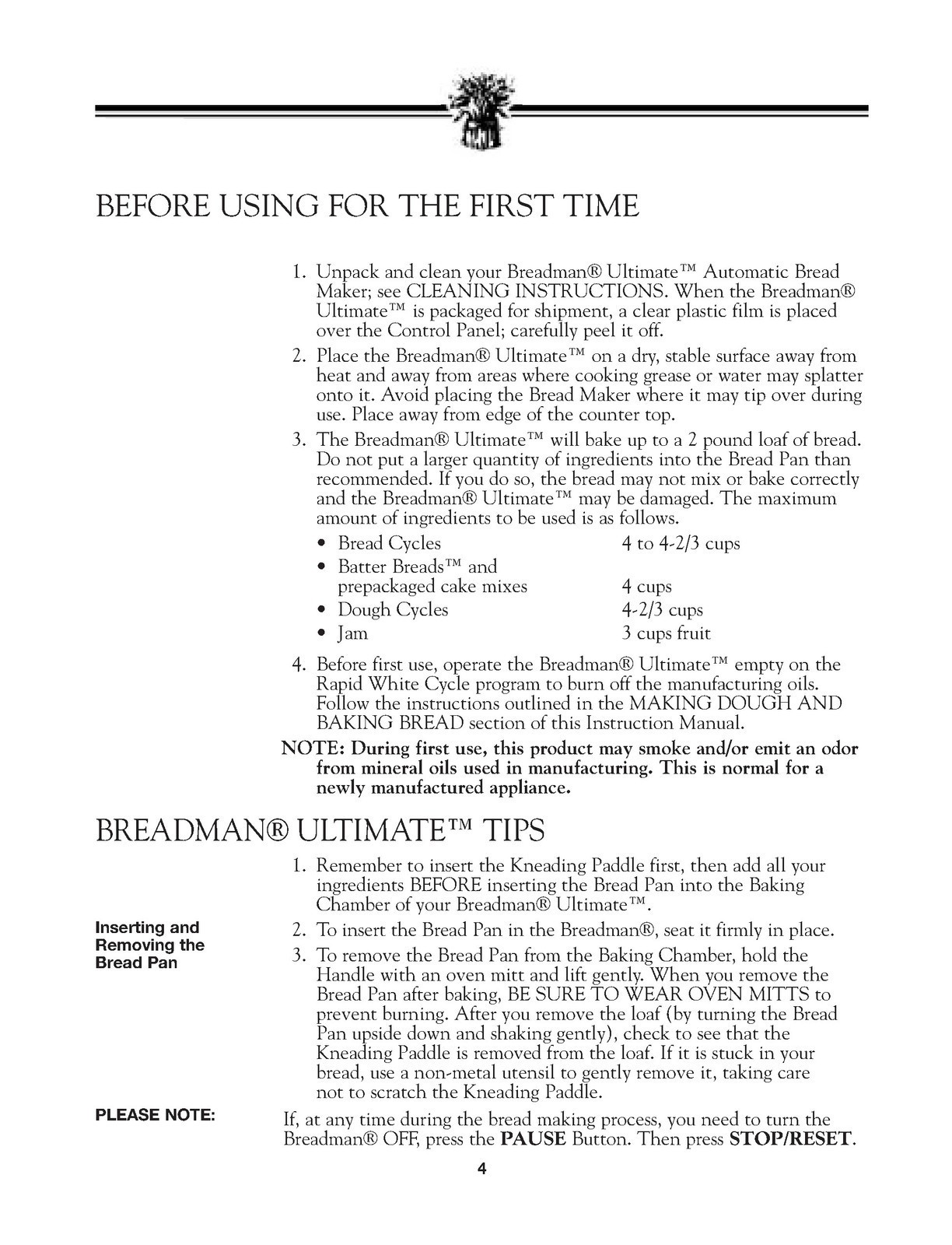 BREADMAN TR2200C Instruction Manual and Recipe Guide, BINDER – TOUGH COVERED