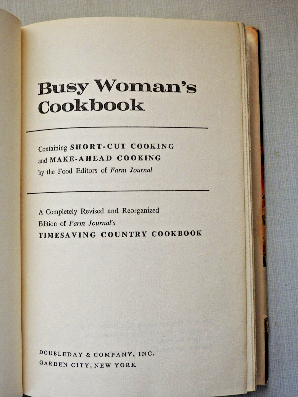 1971 Busy Woman’s Cookbook by Farm Journal Short-Cut & Make-Ahead Cooking