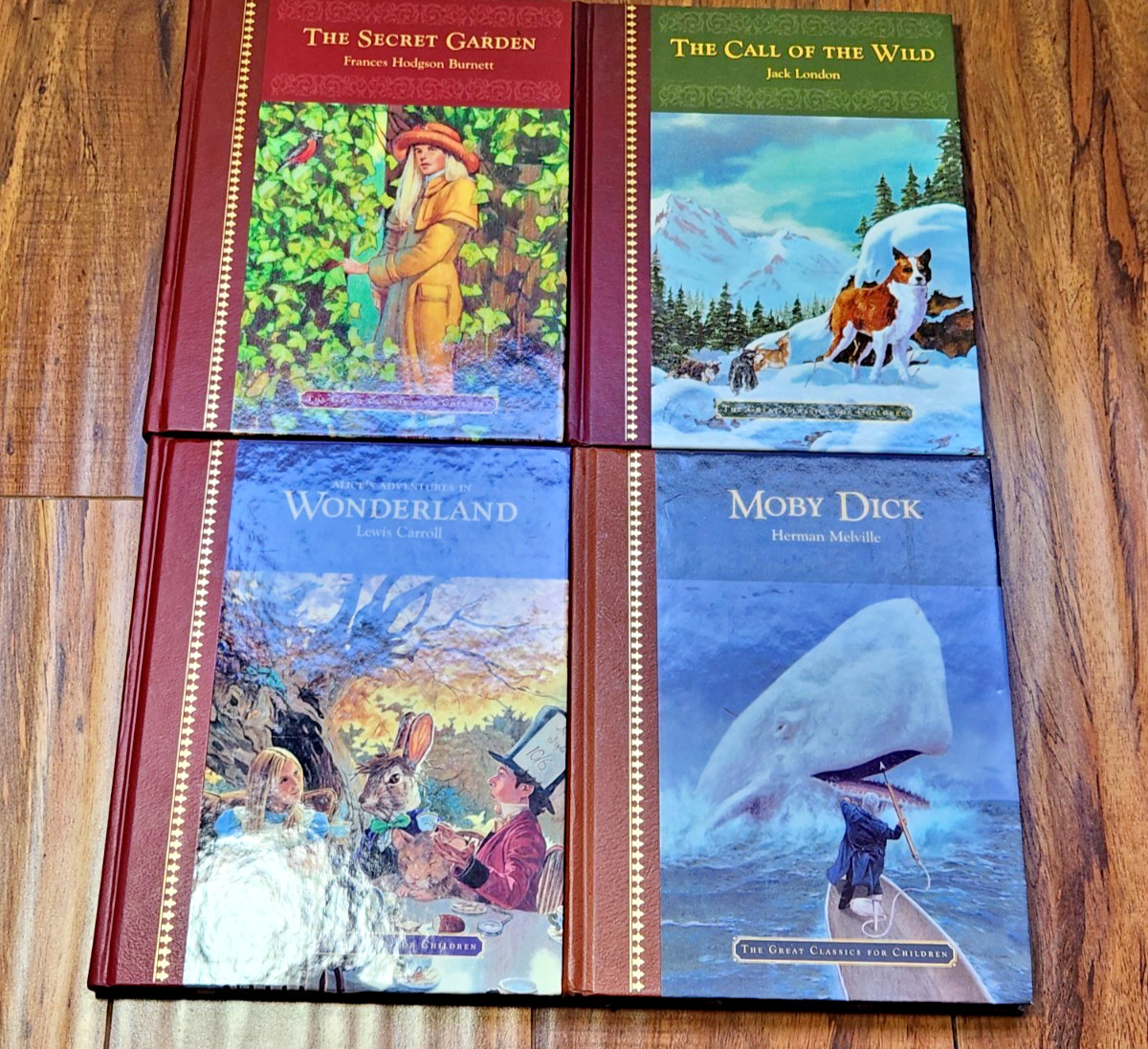 Lot of 4 The Great Classics for Children Hardcover Books (Moby Dick| Wonderland)